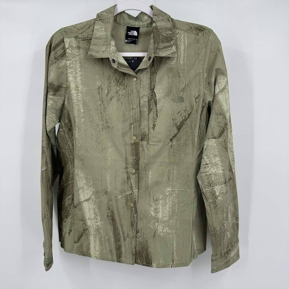 The North Face Womens First Trail UPF Long Sleeve Shirt Green Tiger Grain Size S
